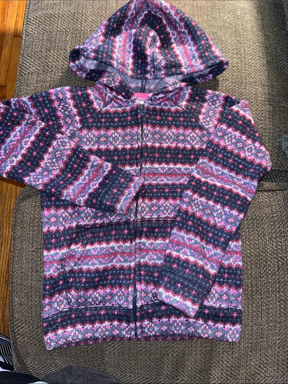 Osh Gosh’BGosh Fair Isle Oversized Full-Zip Fleece Hoodie Sweater Full-Zip Hood